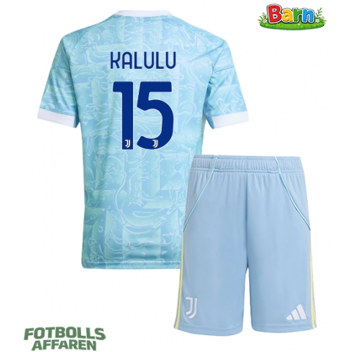 Juventus Pierre Kalulu #15 Bortaställ Barn 2025-26 Kortärmad (+ Korta byxor)